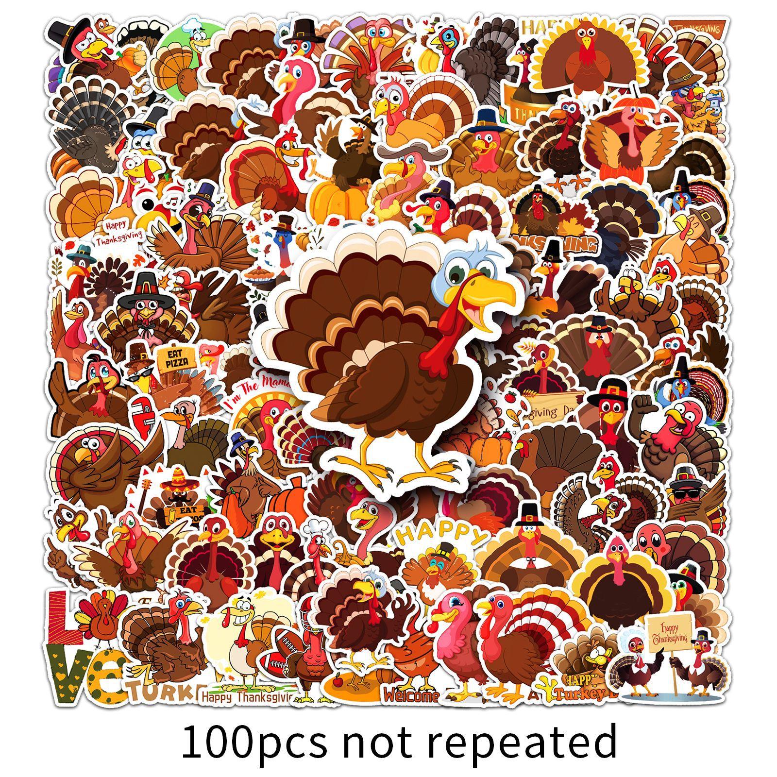

100 Turkey Doodle Personality Animal Cartoon Stickers DIY Mobile Suitcase Stickers