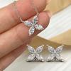 Butterfly Moissanite Jewelry Sets for Women 925 Silver Necklace Stud Earrings with-High-quality Four-leaf Clover-shaped Jewelry