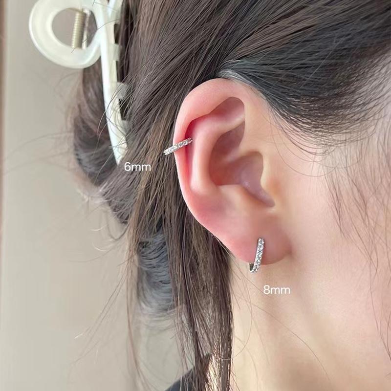 New 925 Sterling Silver Circle Zircon Earrings Personality Charm Simple Style Women Earrings Birthday Gift Exquisite Jewelry