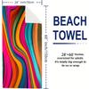 Vibrant Colorful Striped Beach Towel, Modern Artistic Design Quick-Dry Sand-Free Microfiber Bath Towel for Travel and Festival