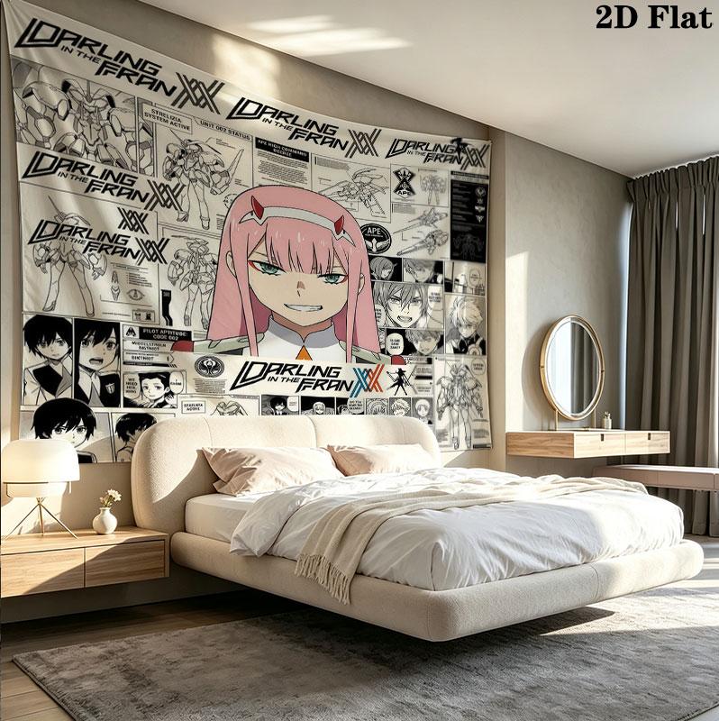 Franxx Wall Tapestry Aesthetic Wall Hanging Printed Fabric Blanket Decorative Tapestries For Bedroom Living Room Home Decor