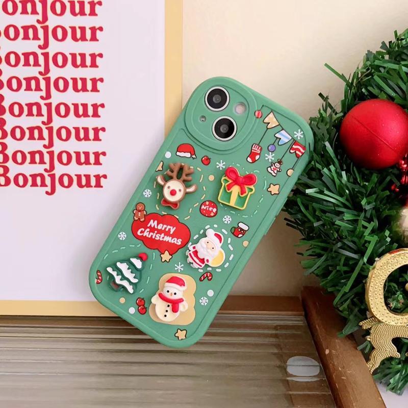 Christmas Style 3D Cartoon Santa Claus Elk Snowman Phone Case for IPhone 15 14 13 12 11 Pro Max X XR XS Max 7 8Plus 14 15 Plus Shockproof Case