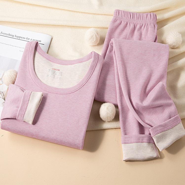 1 Stück Herbst/Winter Damen Warmes Unterwäsche-Set mit Fleece und Samt-Cardigan