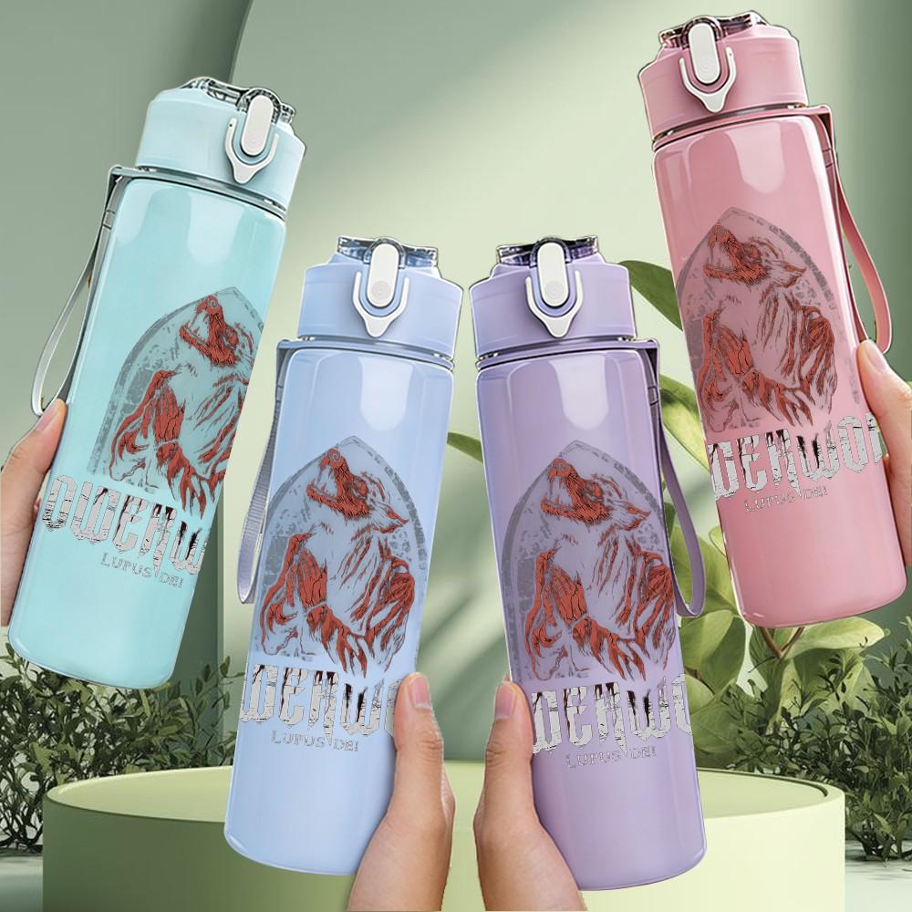 1PC Powerwolf Band Vintage Grunge Print 750ml colorful plastic sports water bottle leakproof pop up lid with straw for outdoor work home use