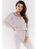 Casual fabric hoodie, beige and purple, size M