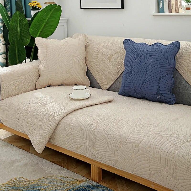 White Print Sofa Covers Double-sided Cotton  Sofa Cushion Four Seasons Sofa Towel Living Room Corner Couch Cover Armrest Towel
