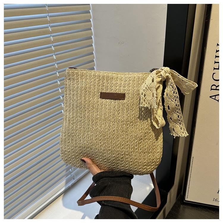 

Тренд повседневный пляжный плетеный персонализированные шелковые шарфы новая мода соломенное ведро плечо мессенджер женский