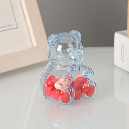 Bear-Shaped Candy Box Large Capacity Clear Plastic Storage Container Reusable Decorative Candy Storage Jar