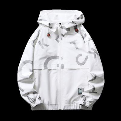 New Youth Autumn and Winter Men's Outdoor Plus Size Jacket Trendy Printed Casual Splicing Hooded Jacket