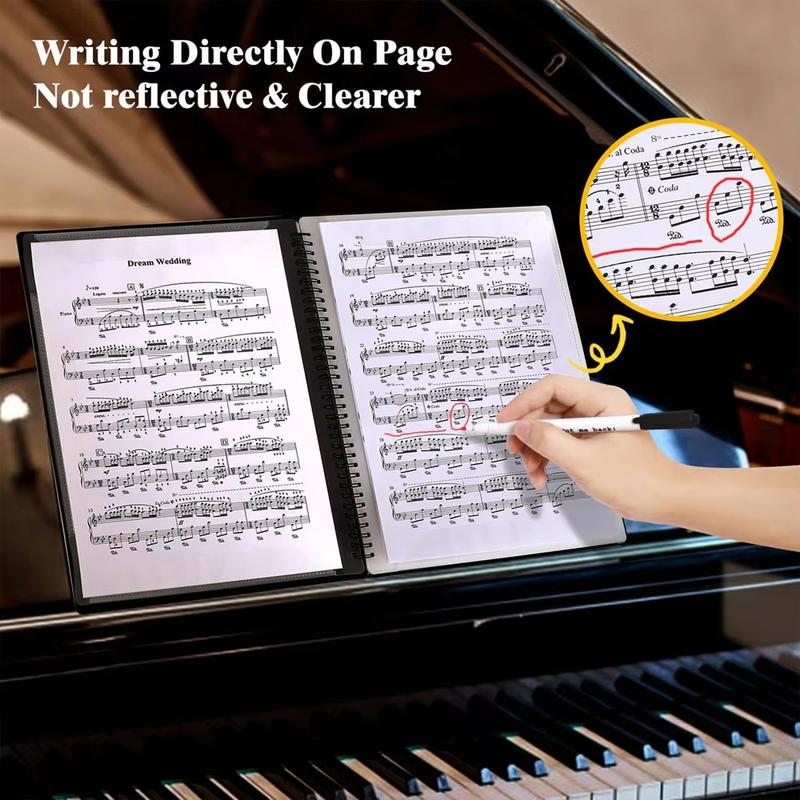 Inch A4 Sheet Music Binder 40/60 Pages Letter Size Music Storage Folder Waterproof Sheet Music Organizer for Musicians Students