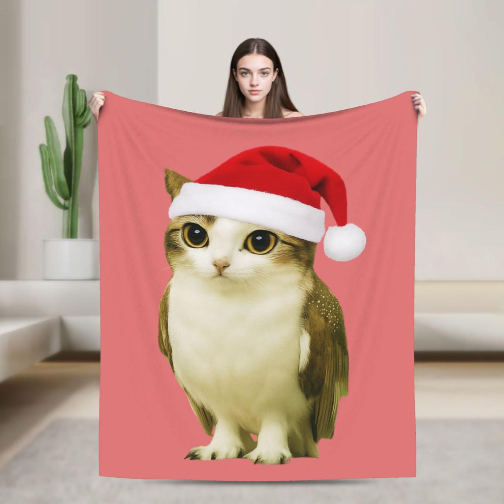 Internet Famous Meowl Cat Owl Meme Flannel Blankets Winter Soft Throw Blanket Children Outdoor Comfortable Bedspread Sofa Cover
