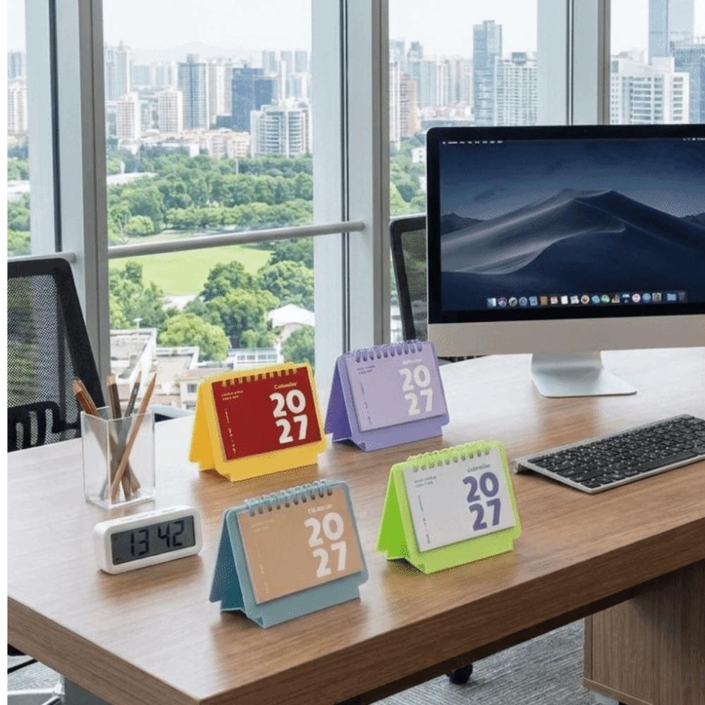 Portable 2027 Mini Desk Calendar Coil Calendar Daily Planning Calendar Desktop Decoration