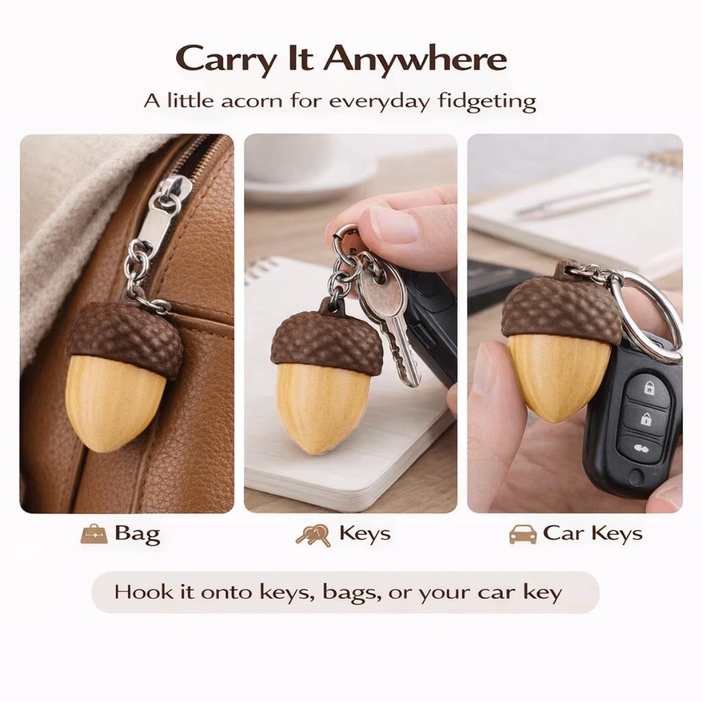 Acorn Pop Fidget Button Clicker Keychain Pendant Simulated Pinecone Silent Stress Relief Toy Portable KeyRing BackBag Decor Gift