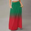 Women's Casual Leisure Foldable Gradient Print High Waist With Pocket Draped  Relaxed Long Maxi Skirt