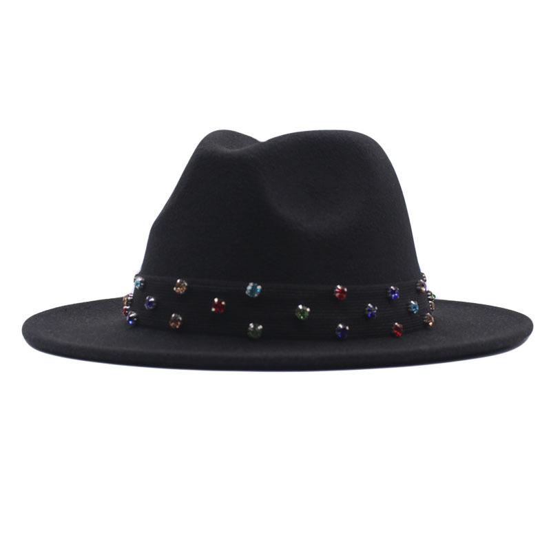 New Fashionable and Elegant Jazz Hat, Spring, Autumn and Winter Belt Woolen Casual Fashion Big-brimmed Lady Jazz Hat