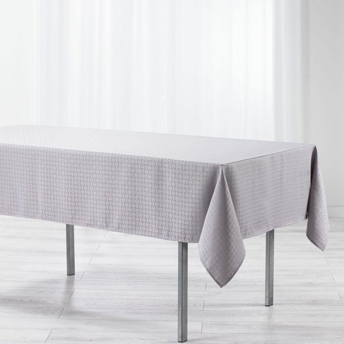 Nappe - Jacquard Damasse - Polyester - 140 X 300 Cm - Gris Perle