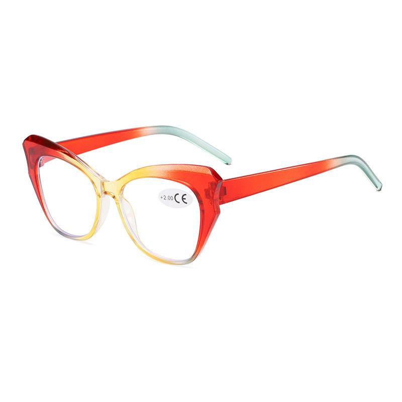 New fashionable women's reading glasses color bag flower high definition retro anti-blue cat eye reading glasses