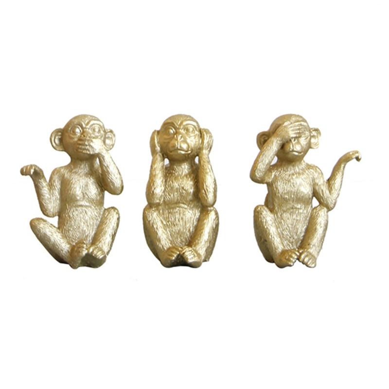 3pcs/set Miniature Monkey Figurines Home Dormitory Dormitory Decoration X3UC