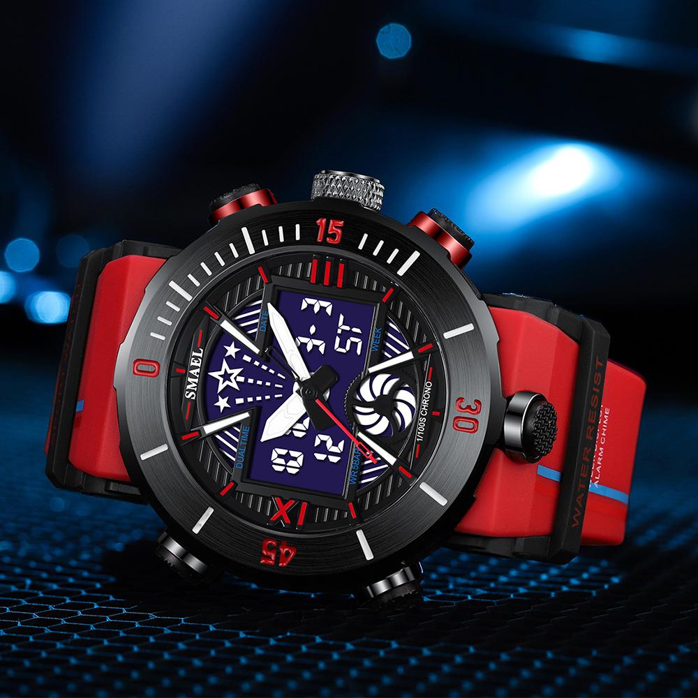 Sports Watch Luxury Men Digital Watches Military 50M Waterproof Man Watches 8051 Digital Wristwatches S Shock Red Watch LED