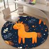 1PC Horse Winter Office Round Area Rug, Mat Suitable ForOffice, Under Office Chairs Bedroom Living Room Home Decor, Room Deco