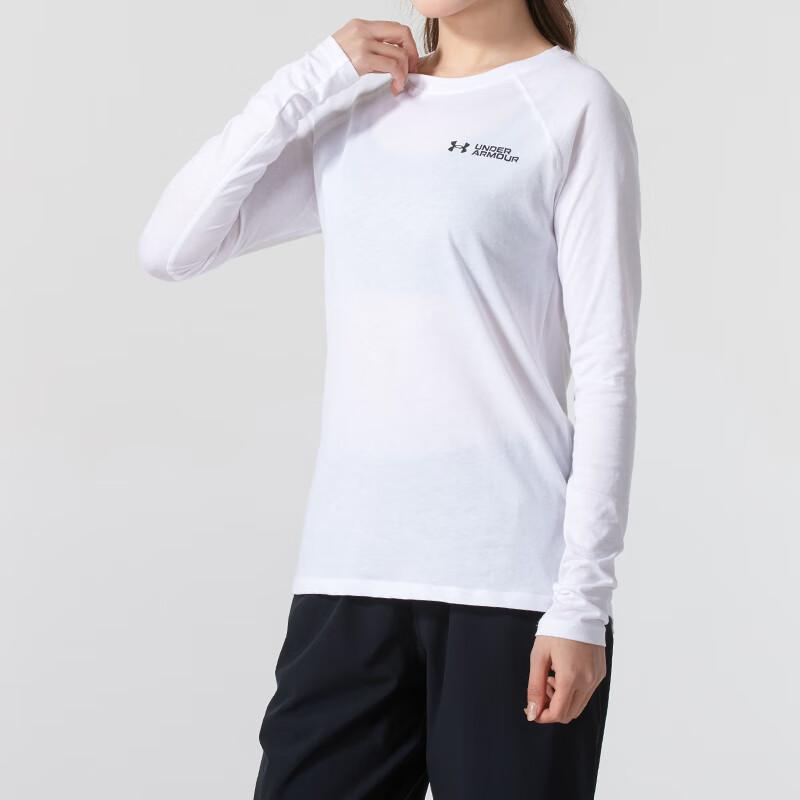 Under Armour Training Sports Running Comfortable Breathable Functional Raglan Sleeve Casual Long Sleeve Fitness T-Shirt Women tops White 1374188-102