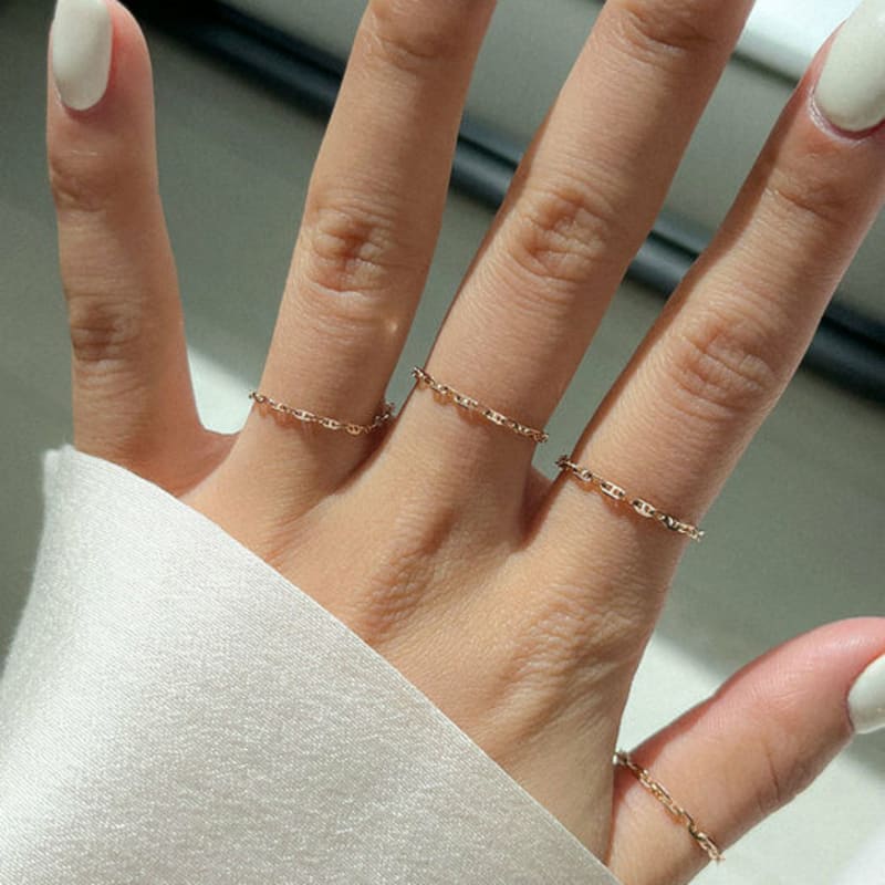 Own Keen Chain Ring (3-pun, 5-pun, 7-pun / 14k gold)