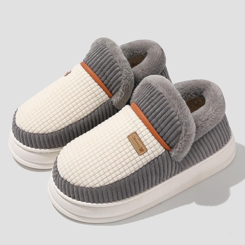 Cotton slippers new autumn and winter indoor home warmth plush non-slip thick-soled cotton shoes outer wear