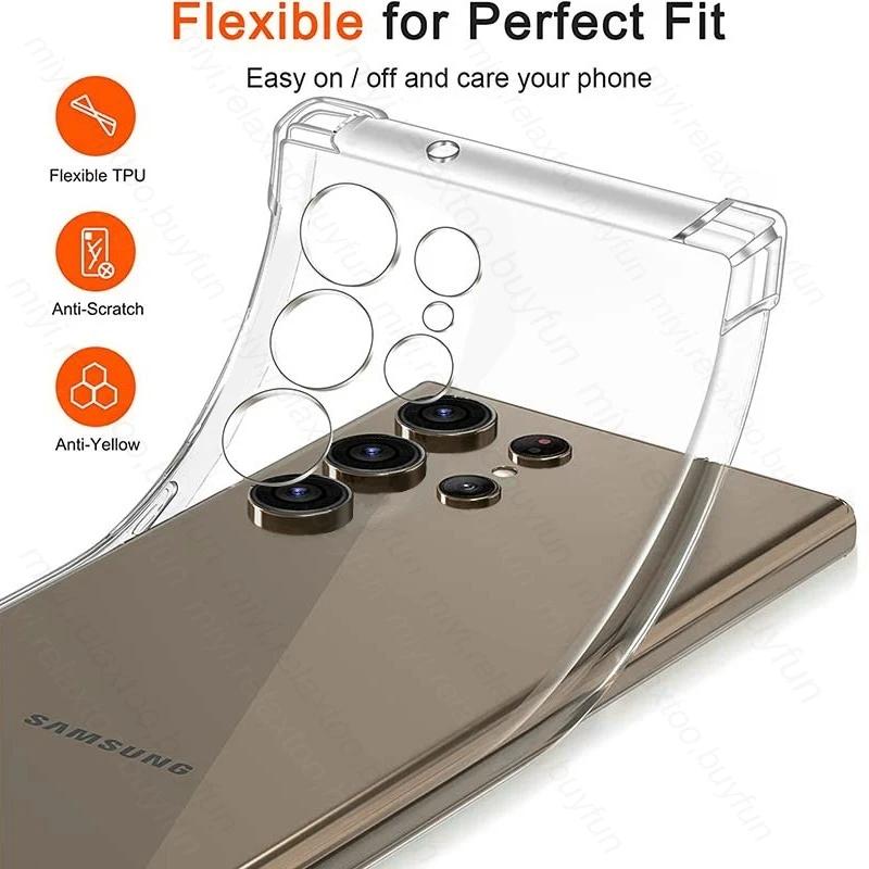 Transparent Crystal TPU Soft Back Cover for Samsung Galaxy S25 Edge S24 S23 Ultra S21 S20 Plus Fe Nete 20 Clear Shockproof Shell
