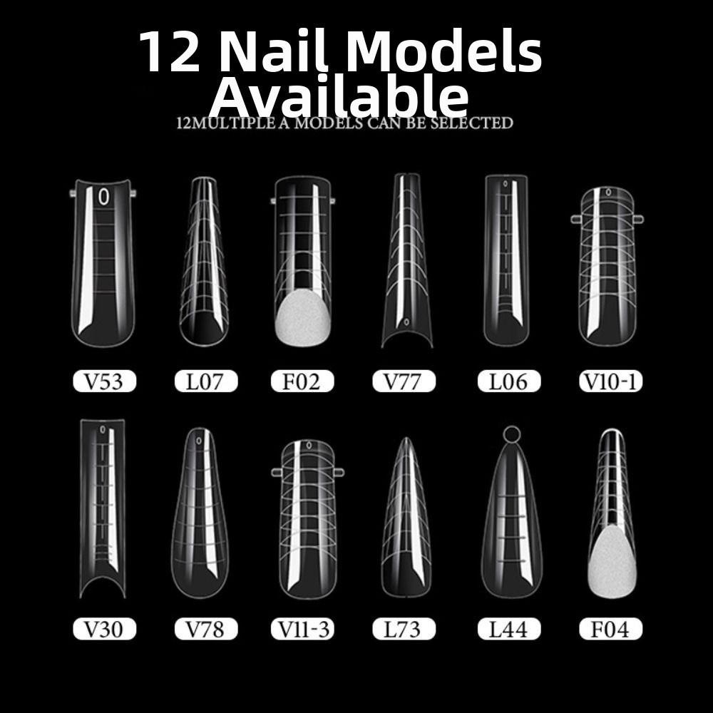 Mixed 12 Types Nail Tips Sets Clear Forms Ultra-Thin French Nail Molds Acrylic Pointed/Trapezoidal Nails False Nails