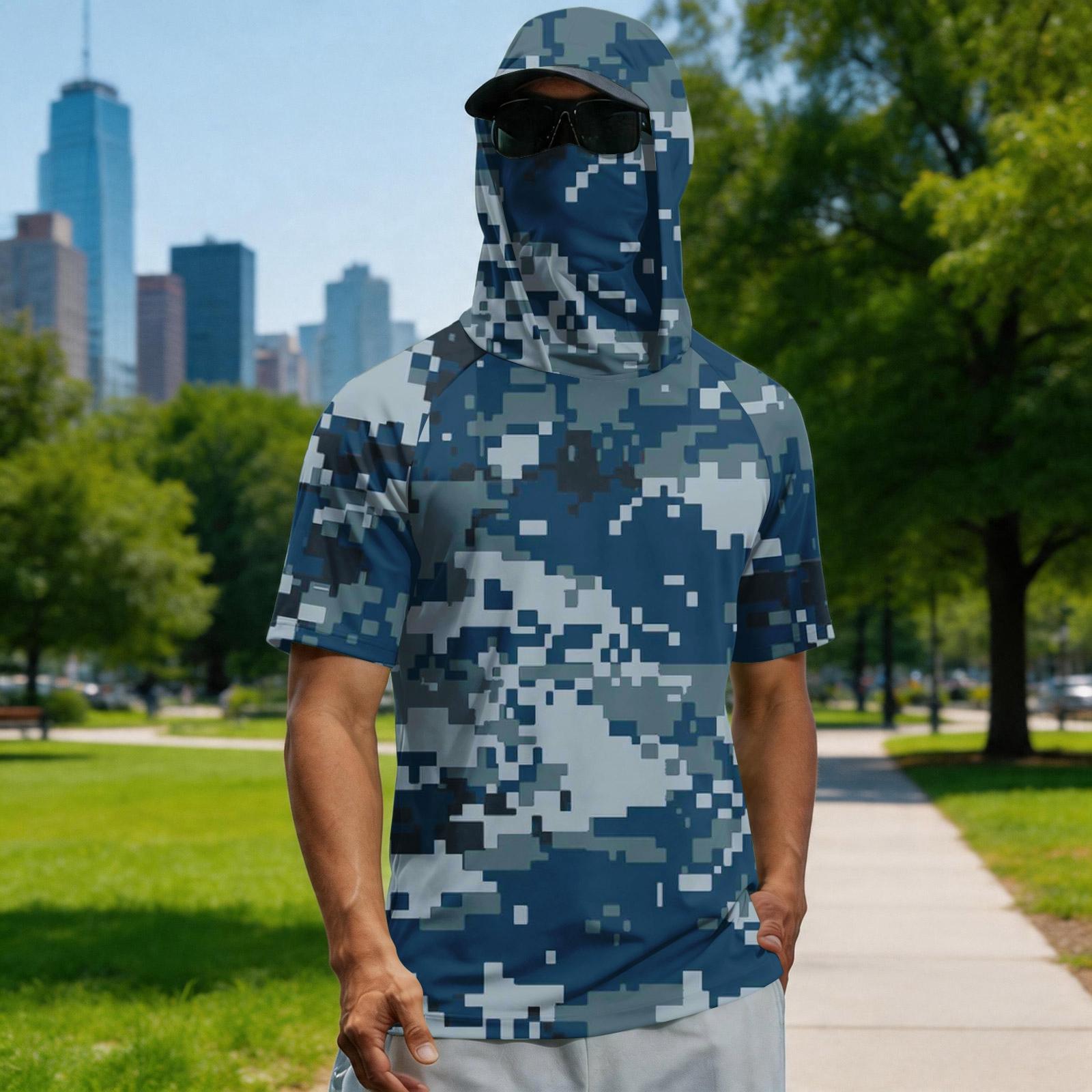 

Men s Summer Quick-Dry Short Sleeve T-Shirt with Hood Lightweight Breathable Fishing Sport UV Protection Outdoor Activewear L