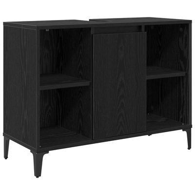 Washbasin Cabinet Black Oak Effect 80 X 33 X 60 Cm