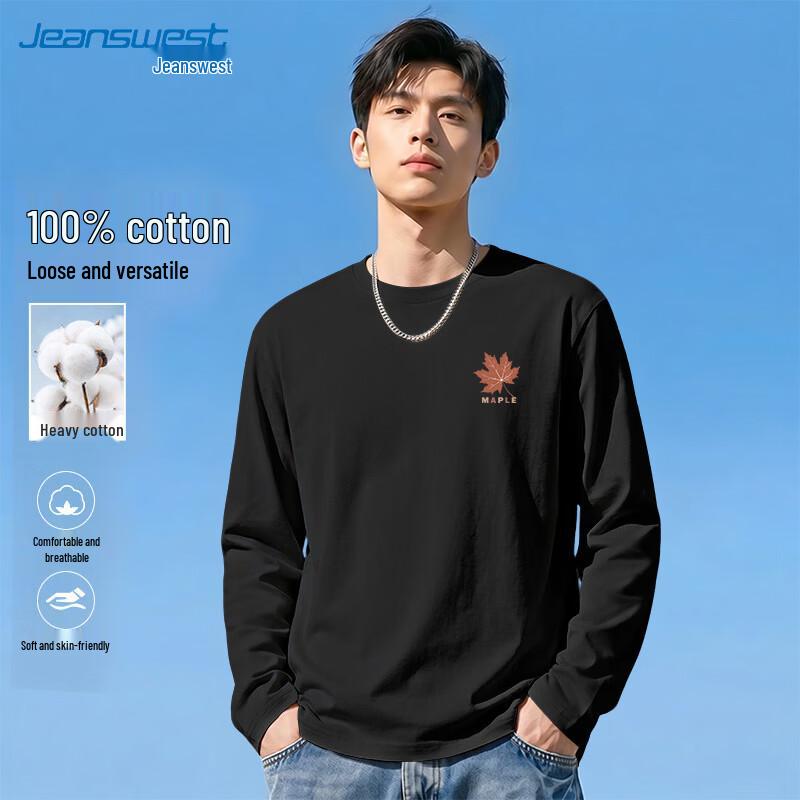 Jeanswest Men's 2026 Maple Leaf Print Cotton Long Sleeve T-Shirt