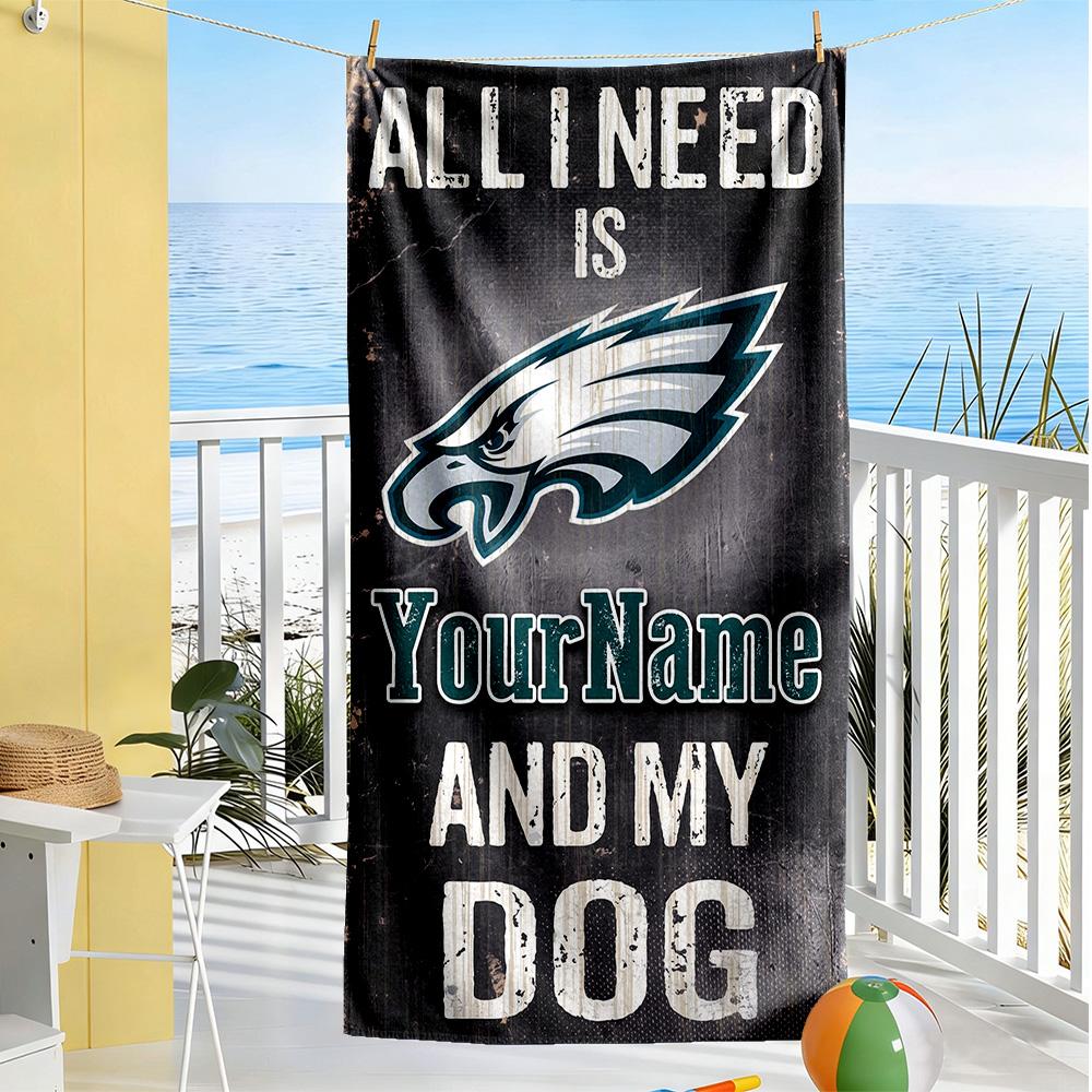 Philadelphia Eagles Customize Text Beach Towel Soft Durable Quickdry Suitable For Sports Travel Swimming Yoga Bathroom Beach And Pool