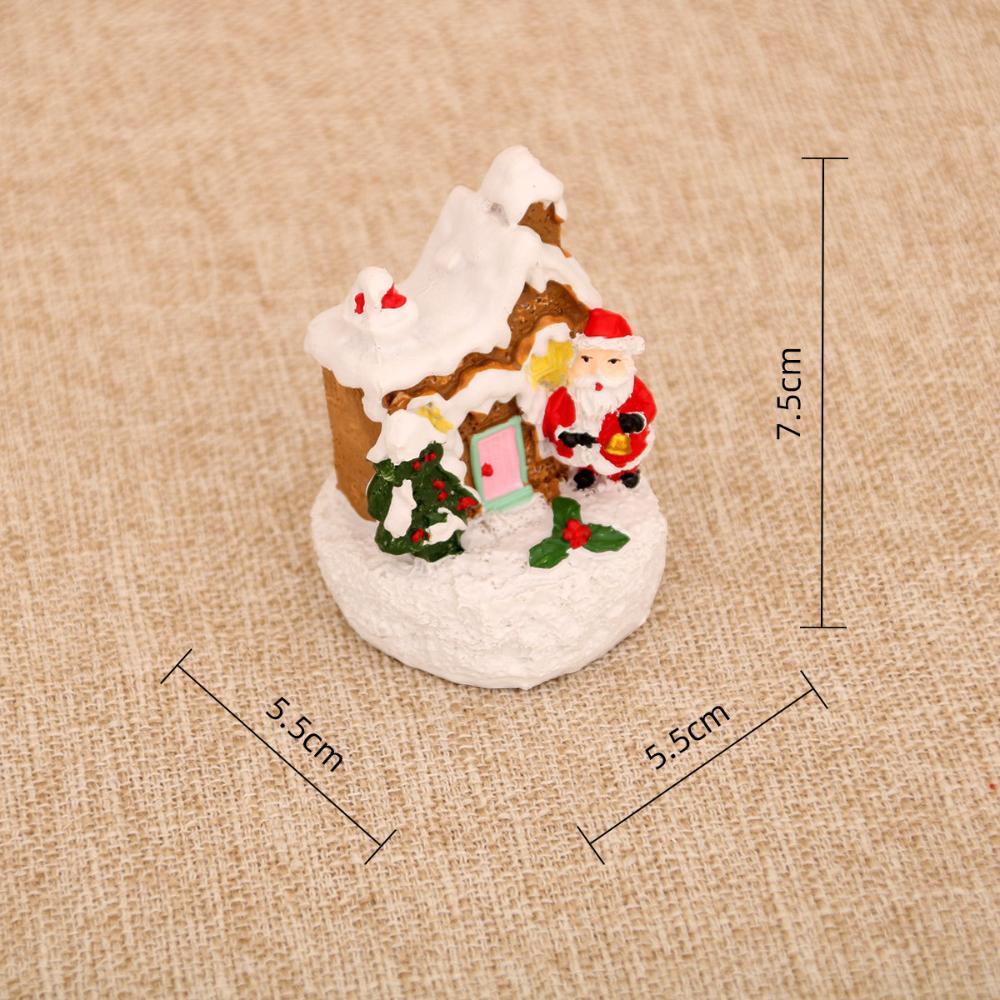 Glowing Christmas Village Resin Ornament Christmas Tree House Building New Year Figurine Sculpture For Home Christmas Decoration