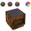 VidaXL Coffee Table with LED Infinity Smoked Oak 50x50x50 Cm, Side Table, Living Room Table, Side Table, End Table 847655
