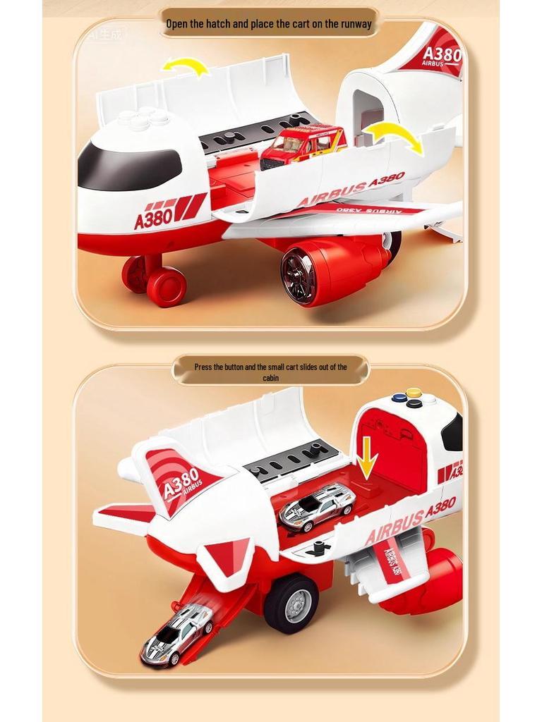 Kids' Transforming Helicopter and Fire Truck Toy Set with Small Airplane and Car