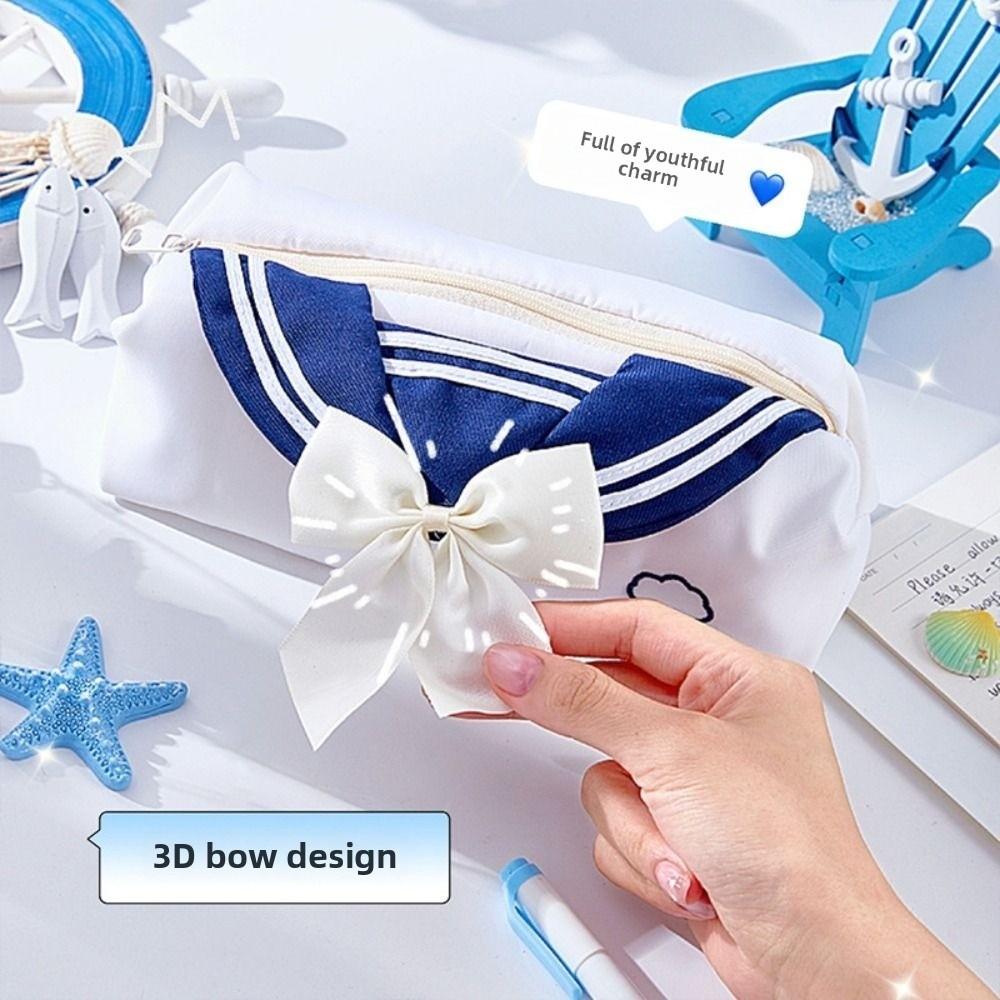 Bow Tie Design Pencil Storage Bag Sweet Zipper Stationery Pouch JK Pencil Case Back To School