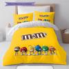 M&M's Muster Bettwäsche, Steppbett Set Bettbezug Kissenbezug Zuhause Geburtstagsgeschenk (1 Bettbezug + 2 Kissenbezüge, ohne Füllung)
