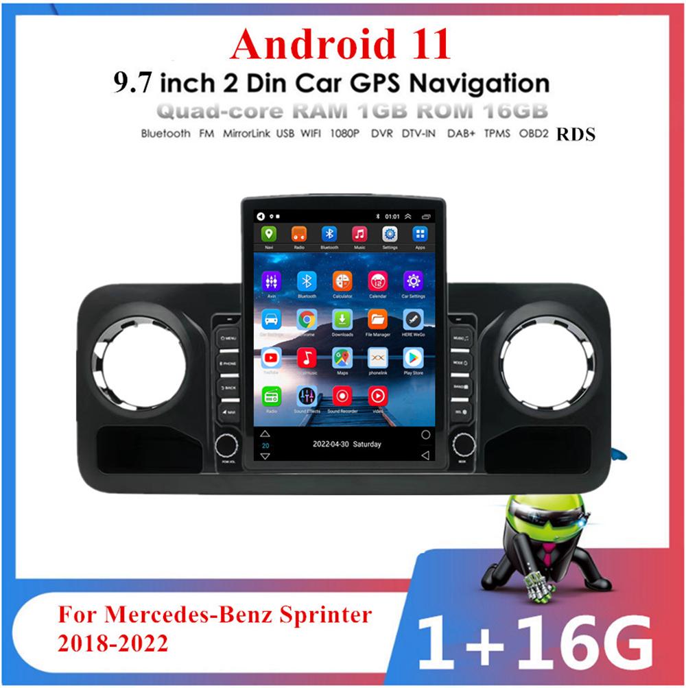 For 2018-2022 Mercedes Sprinter 9.7" Vertical Stereo Radio Nav Head Unit FM WIFI
