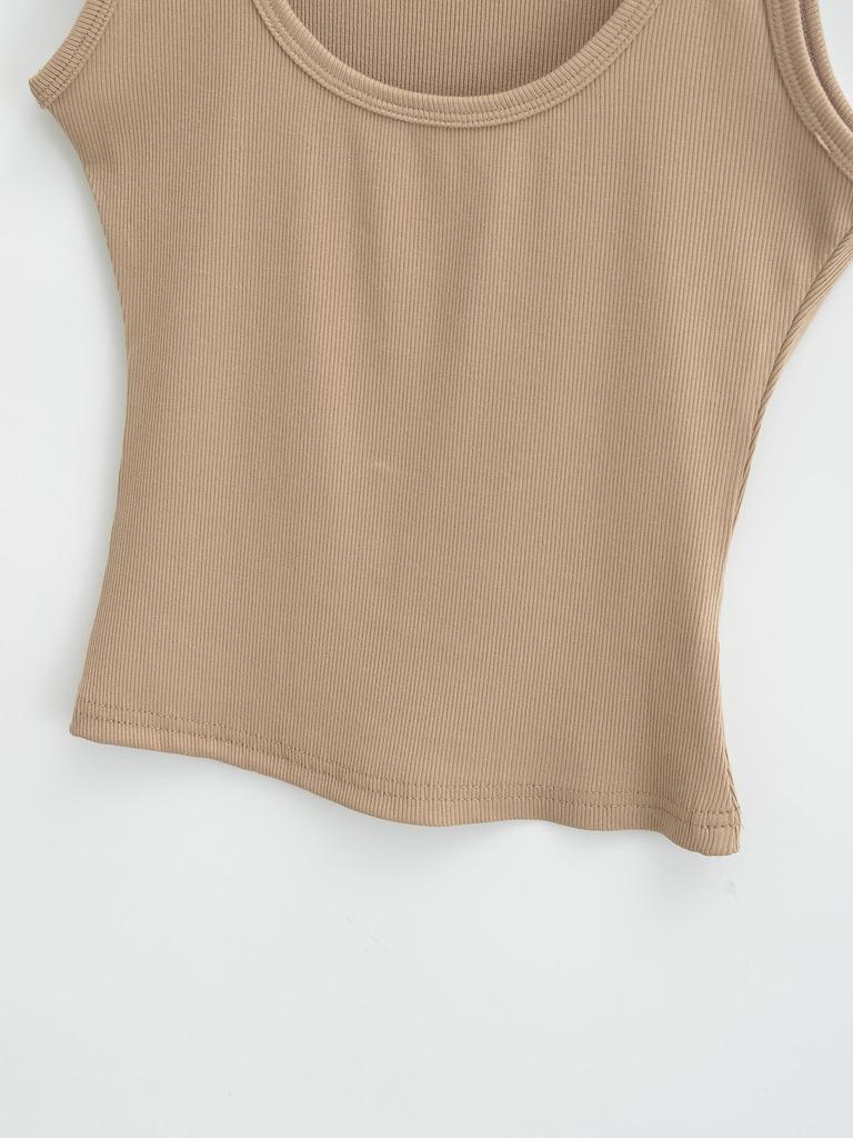2024 Spring/Summer U-Neck Slim Fit Sleeveless Tank Top: Women's Solid Color Bodycon Camisole