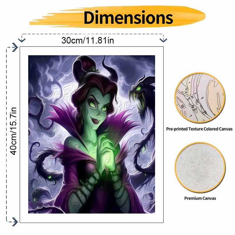 Disney Maleficent DIY Oil Painting Kits Hand Painting Home Decor Craft Gift Ideas Queen Magic Portrait Wall Art Set Canvas Decoration