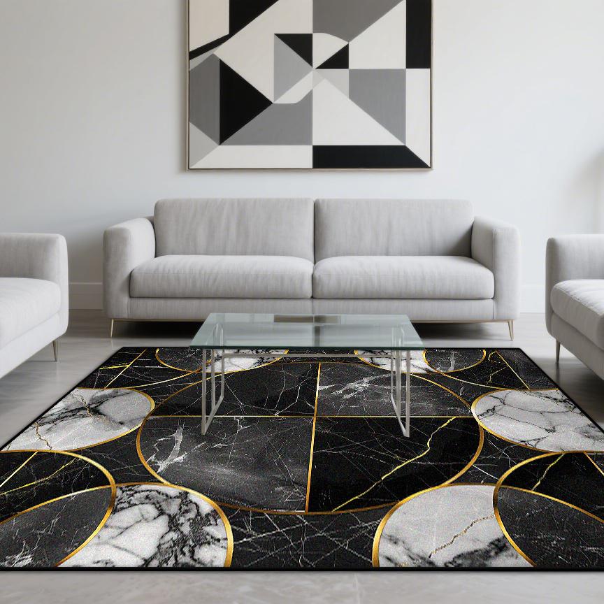 Modern Style Luxurious Carpet Living Room Marble Decoration Sofa Area Rugs Non-slip Bedroom Lounge Floor Mat Washable Doormat