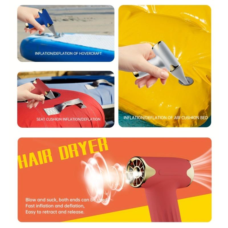New high-speed turbo brushless motor hair dryer, handheld strong wind dust blower, charging bladeless camping mini fan