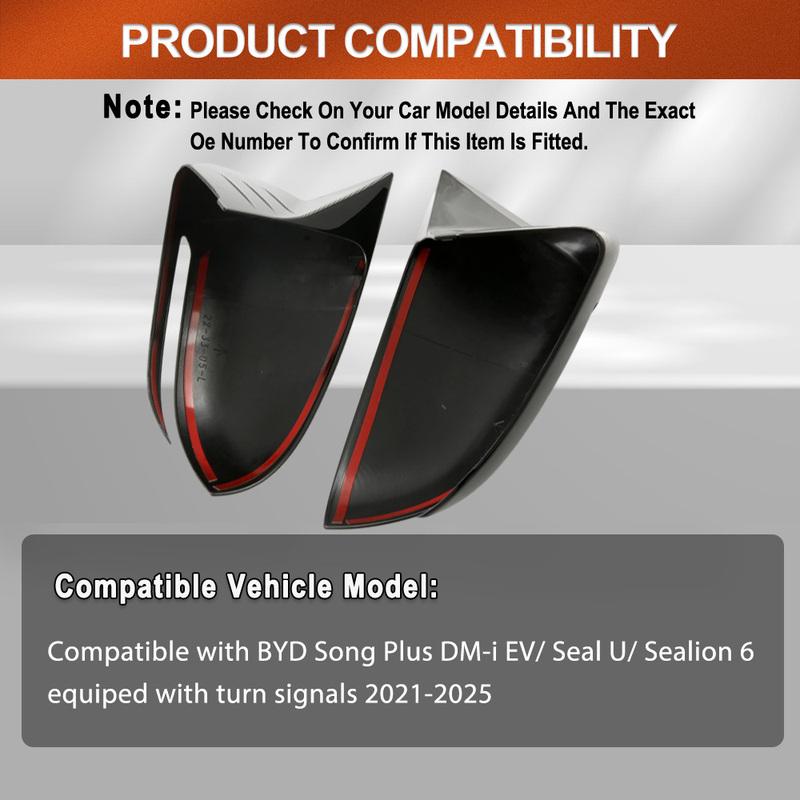 For BYD Song Plus DM-i EV/ Seal U/ Sealion 6 -2025 Carbon Fiber Black Exterior Side Rearview Mirror Cover Trim