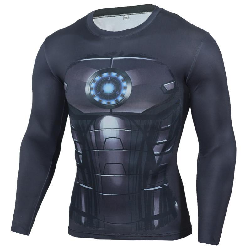 T-shirt Imprimé Numérique 3D Super-Héros Manches Longues Thème Halloween Fête Costumée Tenues de Jeu de Rôle pour Homme