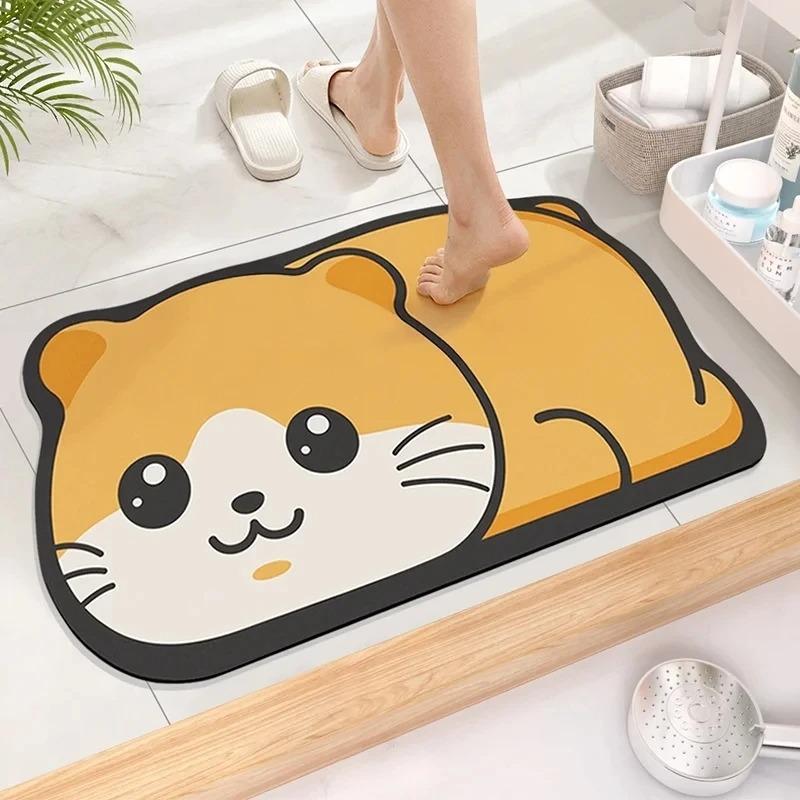 Cute Cartoon Pattern Non-slip Mat Entrance Door Mat Diatomaceous Earth Absorbent Quick Drying Cushion Suitable For Toilet Door
