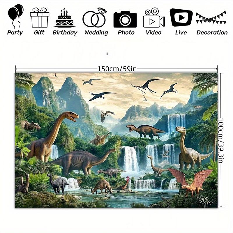 1 Stück 2D Polyester-Banner - Dinosaurierlandschaft - Perfekt für Heimdekoration, Party und Studio
