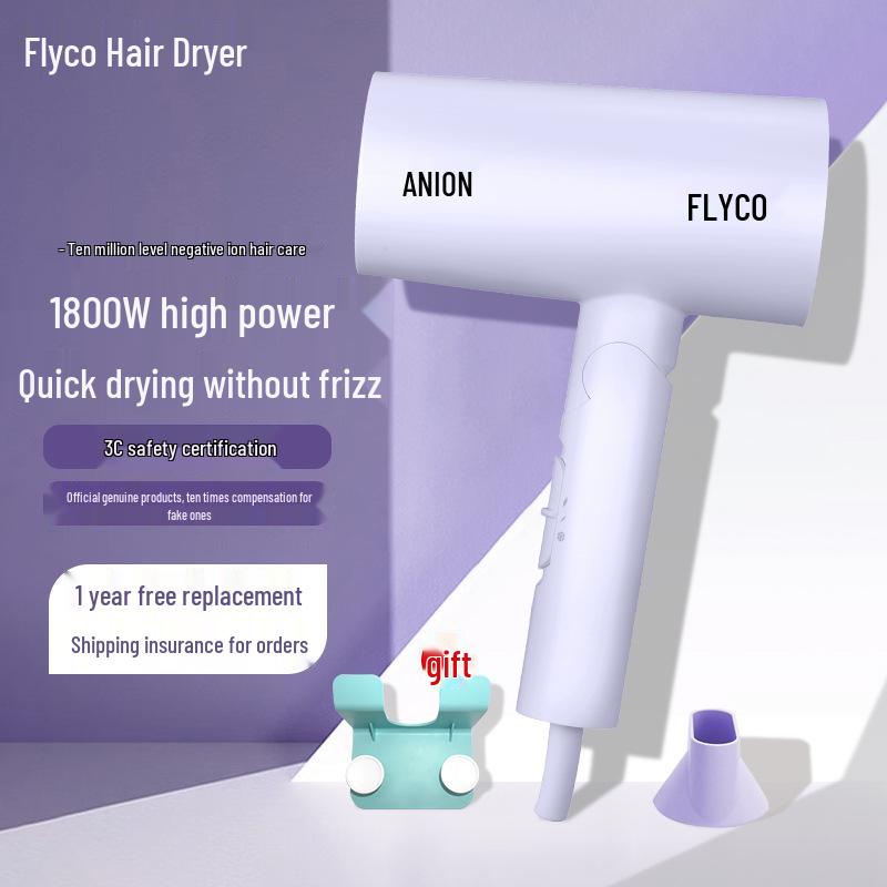 Flyco High Power Foldable Hair Dryer with Negative Ions for Damage-Free Quick Drying