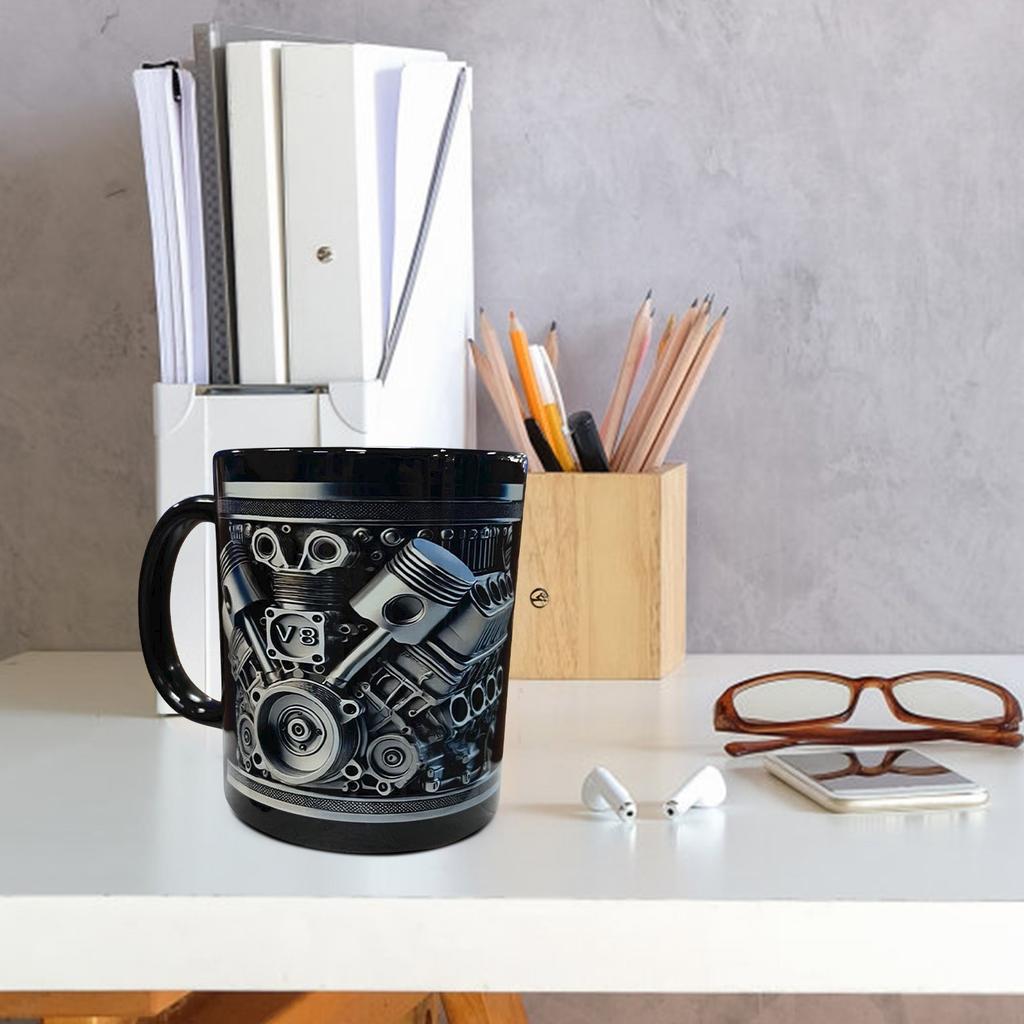 Personalized Stainless Steel Mug - V8 & V6 Engine Design, & Stylish, Perfect For Car Enthusiasts