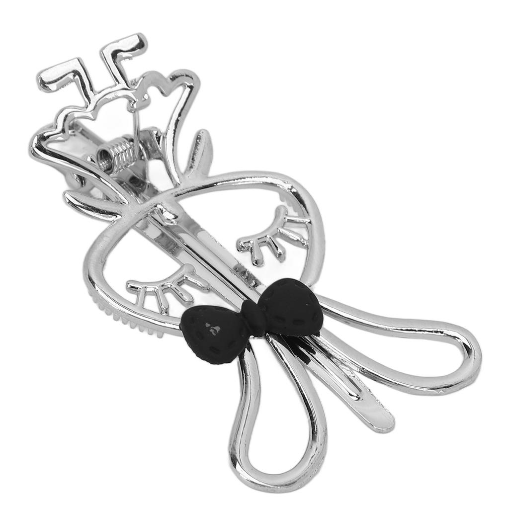 Cute Rabbit Duckbill Hair Clip Cutout Bow Alloy Silver Electroplated Rabbit Hair Barrette for Decoration